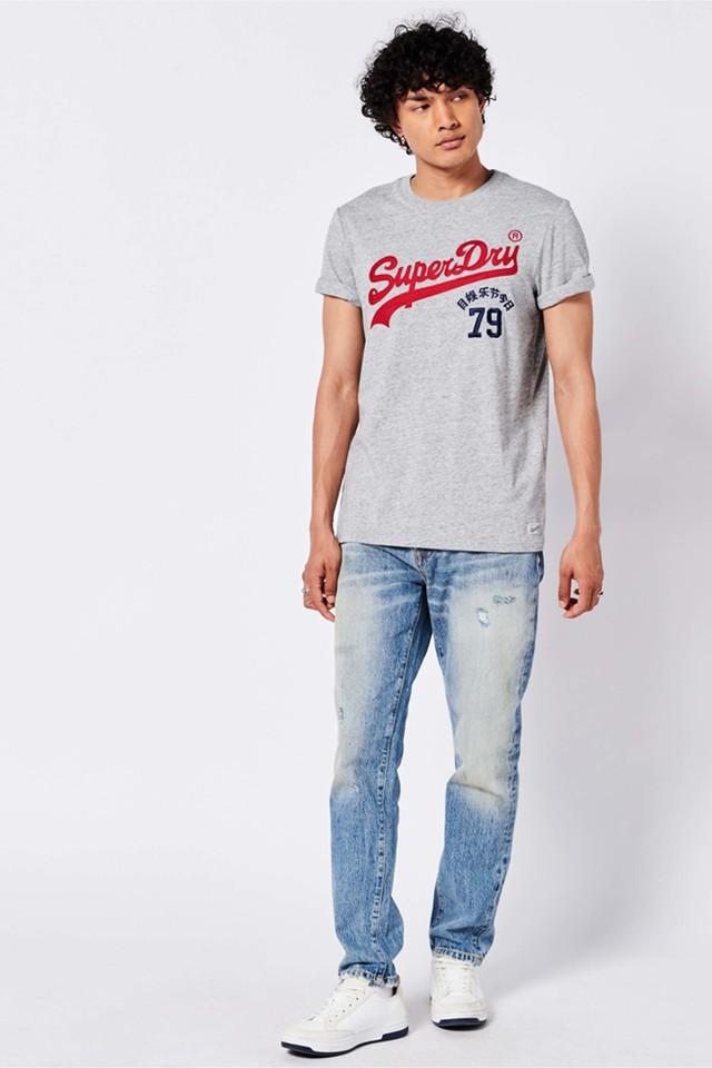 Buy SUPERDRY Grey Printed Cotton Round Neck Men's T-Shirt