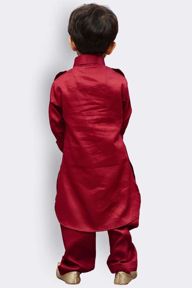 Buy VASTRAMAY Maroon Boys Maroon Cotton Pathani Suit Set