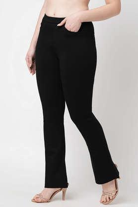 Women's Pull On High Rise Black Flared Pants - Workwear Black Flared Pants  – Moda Xpress