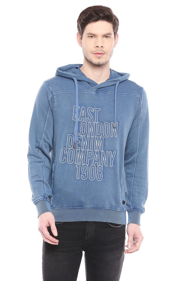 Buy LEE COOPER Blue Mens Hooded Neck Graphic Print Sweatshirt Shoppers Stop