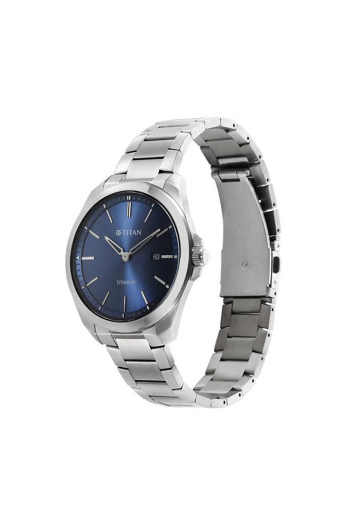 Buy TITAN Titanium 38.70 x 9.20 x 32 mm Blue Dial Stainless Steel