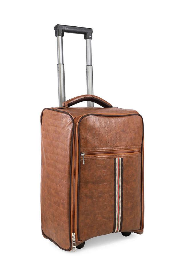 Krishiv 4 Wheel Leather Trolley Bag Suitcase for Men Women Unisex Cabin &  Check-in Set - 18 inch Brown - Price in India | Flipkart.com