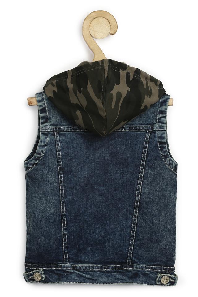 Jean jacket with hot sale hoodie boys