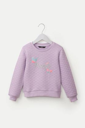 Buy STOP Lilac Printed Cotton Blend Round Neck Girls Sweatshirt