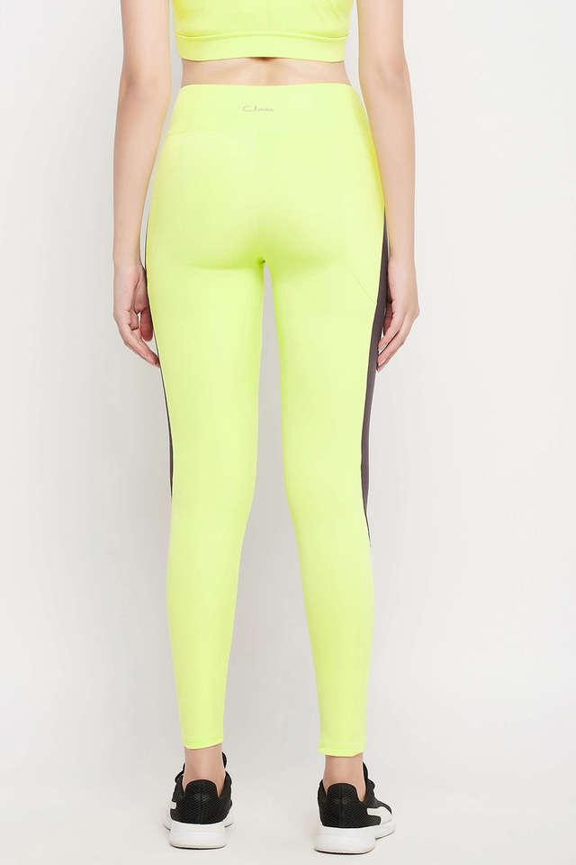 Buy CLOVIA High Rise Active Tights in Lemon Yellow with Contrast