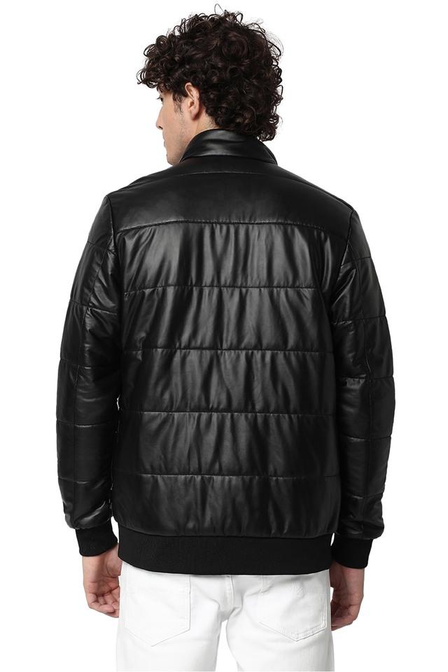 Buy Justanned Darkened Bomber Leather Jacket online