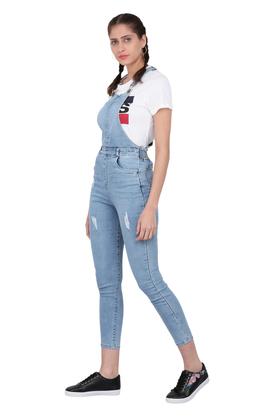 Buy KRAUS Light Blue Womens 5 Pocket Mild Wash Distressed Dungarees