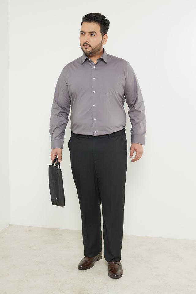 Buy U R YOU Plus Size Solid Cotton Lycra Regular Fit Men Formal