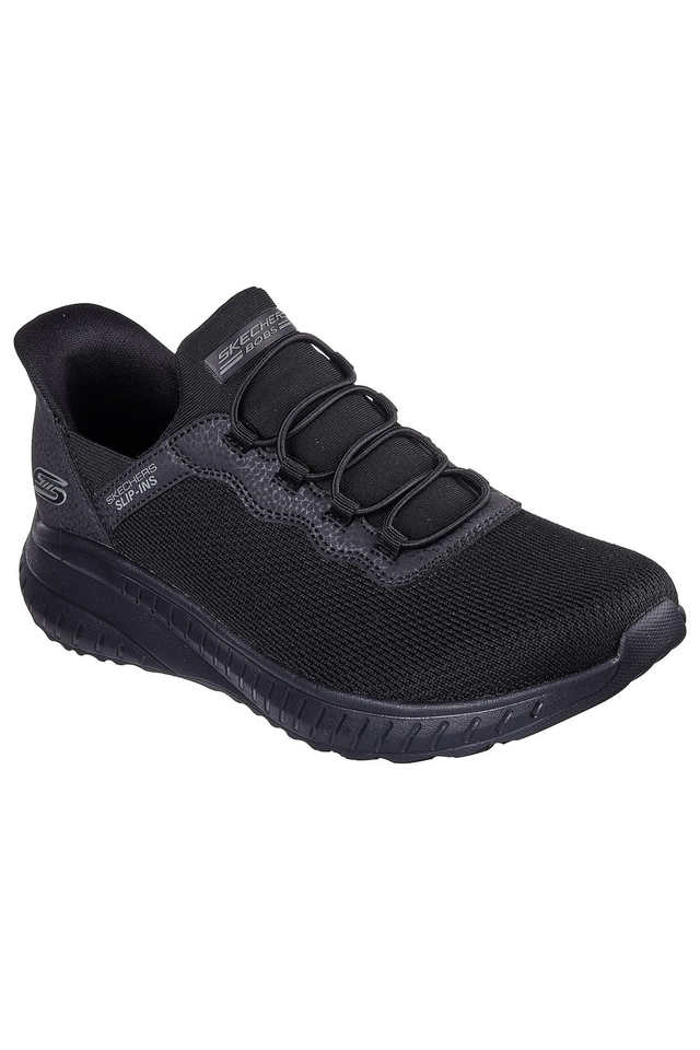 Buy SKECHERS Black Synthetic Slip on Women s Casual Shoes Shoppers Stop