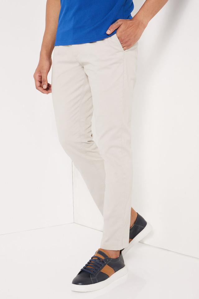 Buy INTUNE Steel Grey Slim Fit Cropped Stretch Cotton Chinos