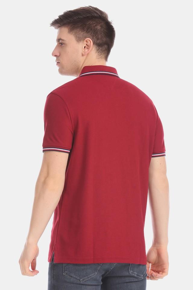 Tommy Hilfiger Maroon Solid Polo T-Shirt