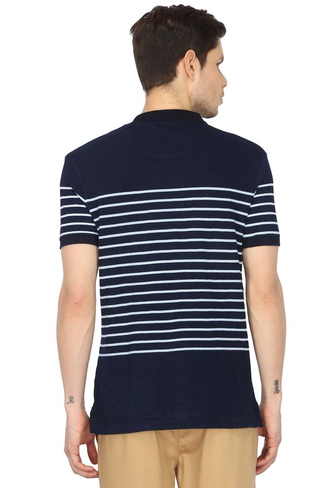 Buy TOMMY HILFIGER Indigo Mens Striped Polo TShirt Shoppers Stop