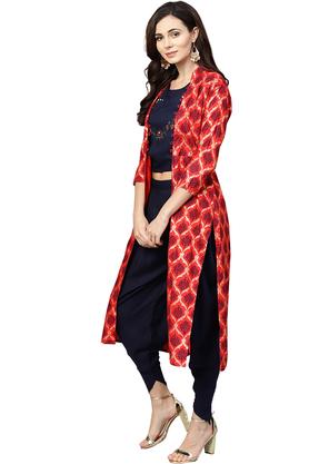 Crop top with hot sale dhoti pants and jacket