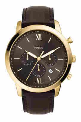 Buy FOSSIL Neutra Mens 44 mm Black Dial Leather Chronograph