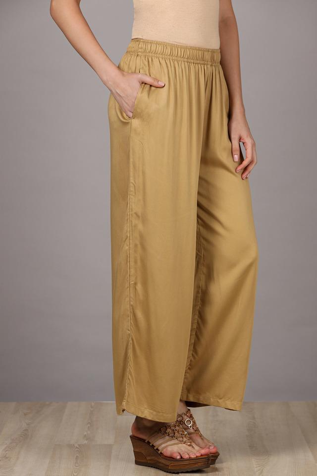 Solid Satin Women's Full Length Palazzos