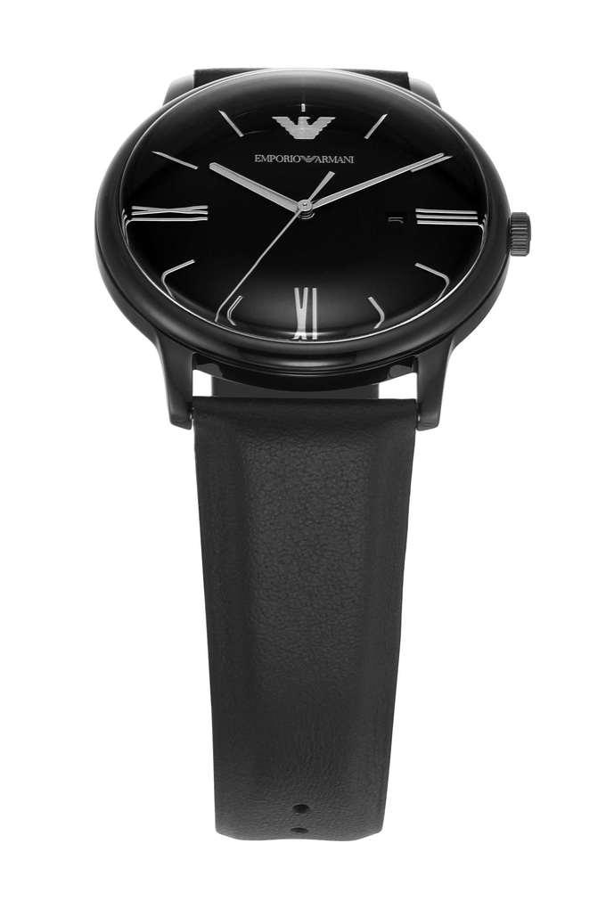 Buy EMPORIO ARMANI 42 mm Black Dial Leather Analog Watch For Men