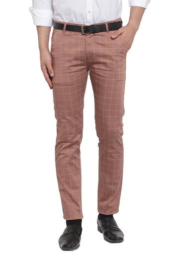 mens slim checked trousers