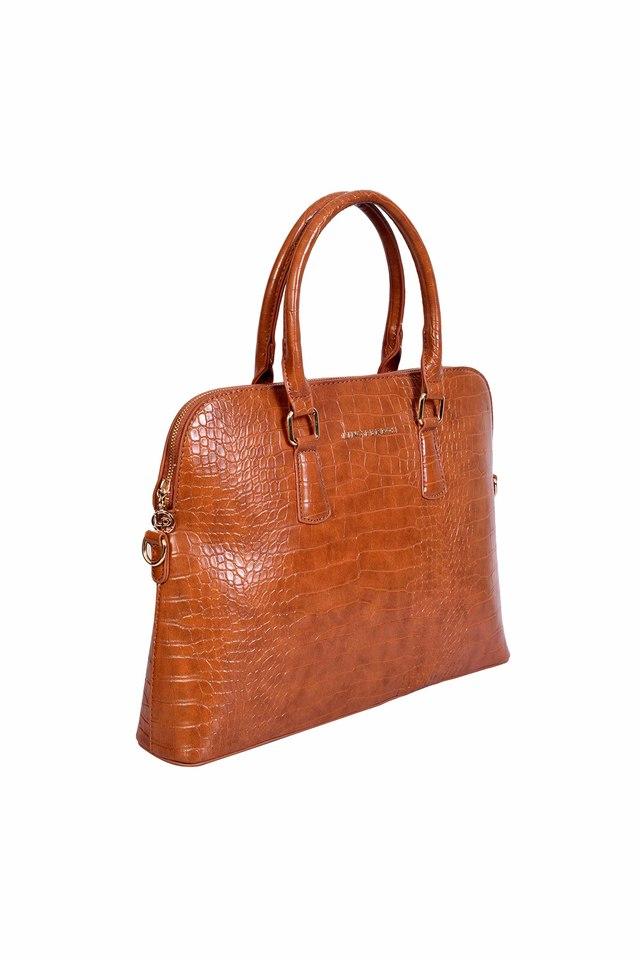 Buy LINO PERROS Tan Womens Tan Croco Coloured Laptop Bag