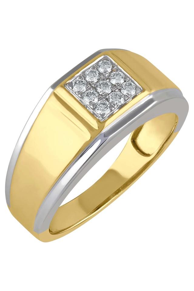 14K Yellow Gold Men's Channel Set Diamond Hexagon Ring