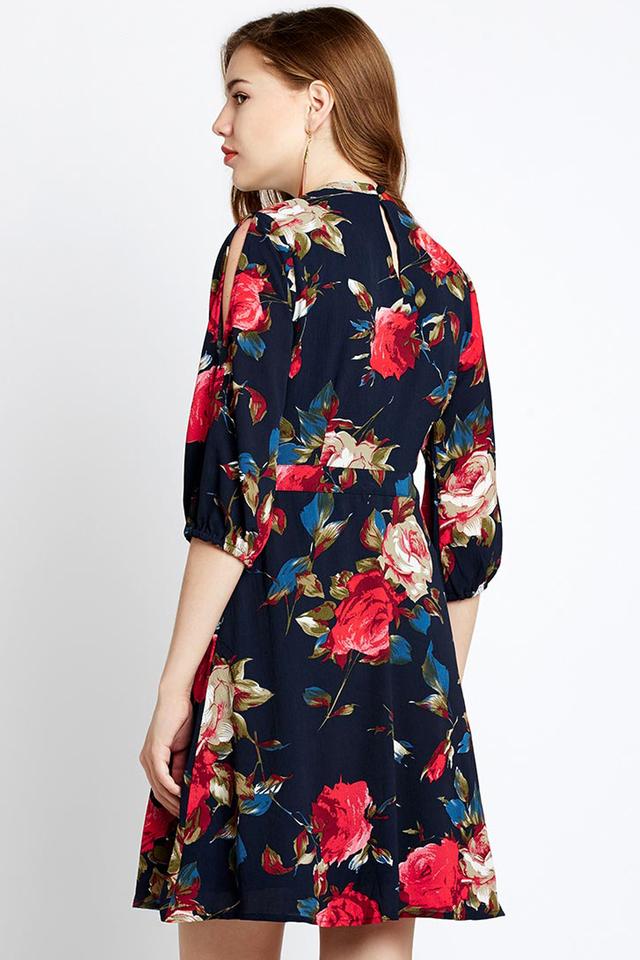 High neck shop floral dresses