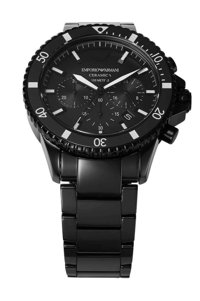 Emporio armani best sale black dial watch