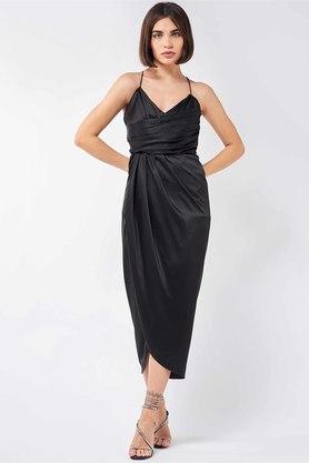 Express satin faux wrap maxi clearance dress