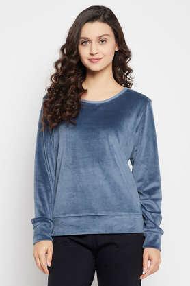 Buy CLOVIA Blue Chic Basic Sweatshirt in Navy - Velour