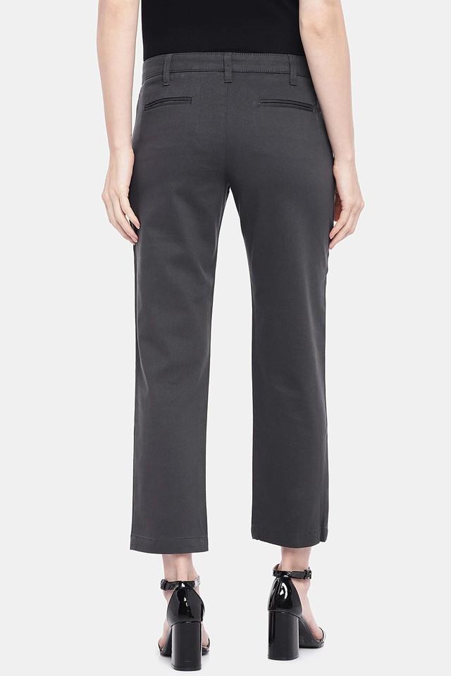 High Star Dark Grey Straight Fit High Rise Trousers