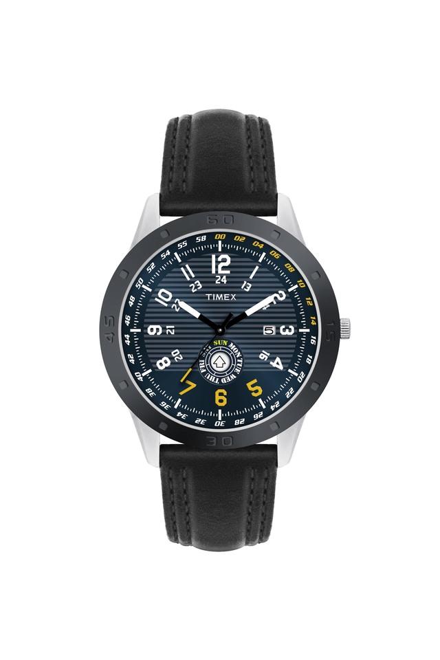 Buy TIMEX Mens 45 mm Fashion Black Dial Black Leather Strap Analogue Watch  - TI000U90200 | Shoppers Stop