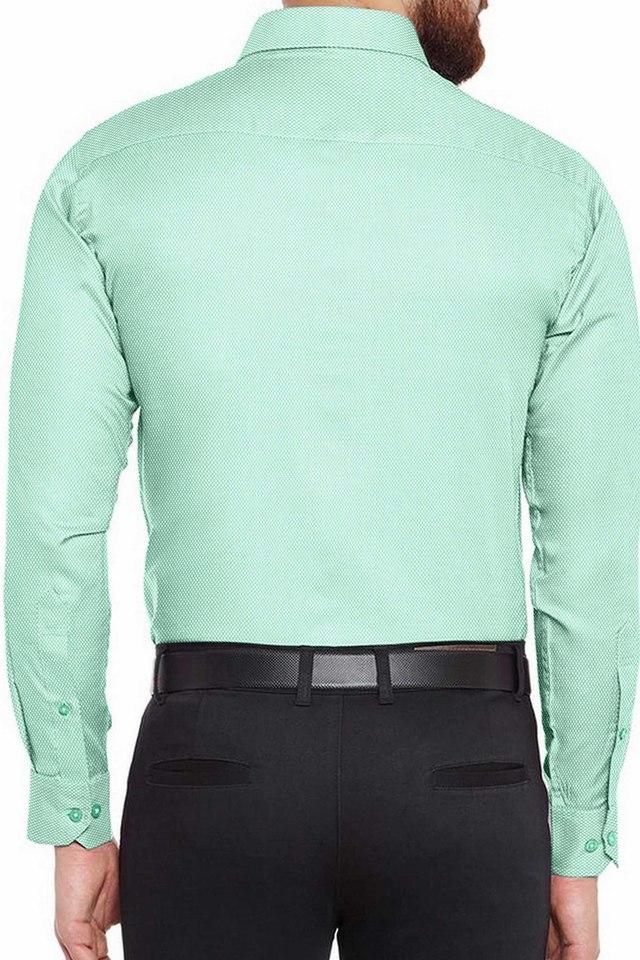 Buy TURTLE Green Structured Cotton Regular Fit Men's Casual Shirt ...