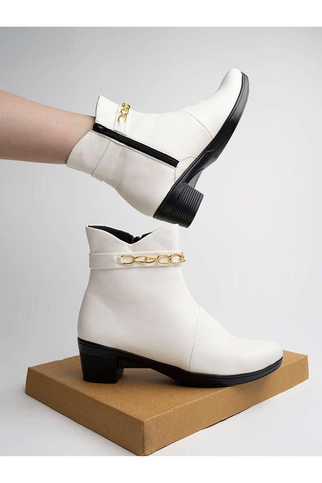 White boots store with zipper