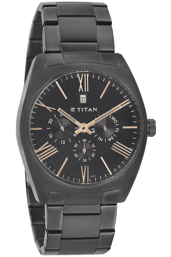 Titan watch black on sale chain