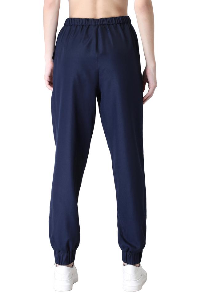 Buy FABALLEY Blue Solid Regular Viscose Women's Casual Wear Joggers