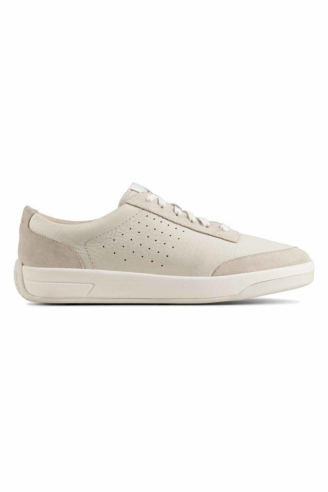 Buy CLARKS White Leather Regular Lace Up Mens Sneakers Shoppers Stop