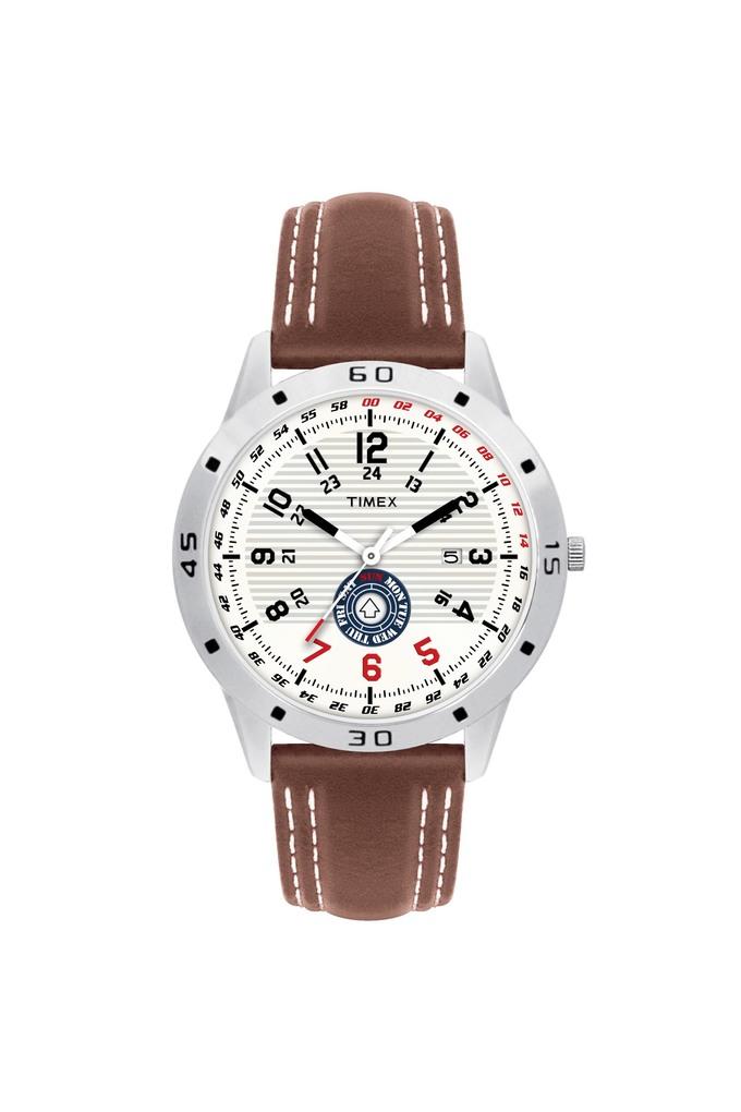 Buy TIMEX Mens 45 mm Fashion Silver Dial Brown Leather Strap Analogue Watch  - TI000U90000 | Shoppers Stop