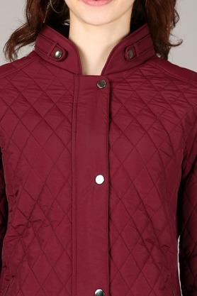 Buy FRATINI Wine Solid Regular Neck Polyester Womens Winter Wear