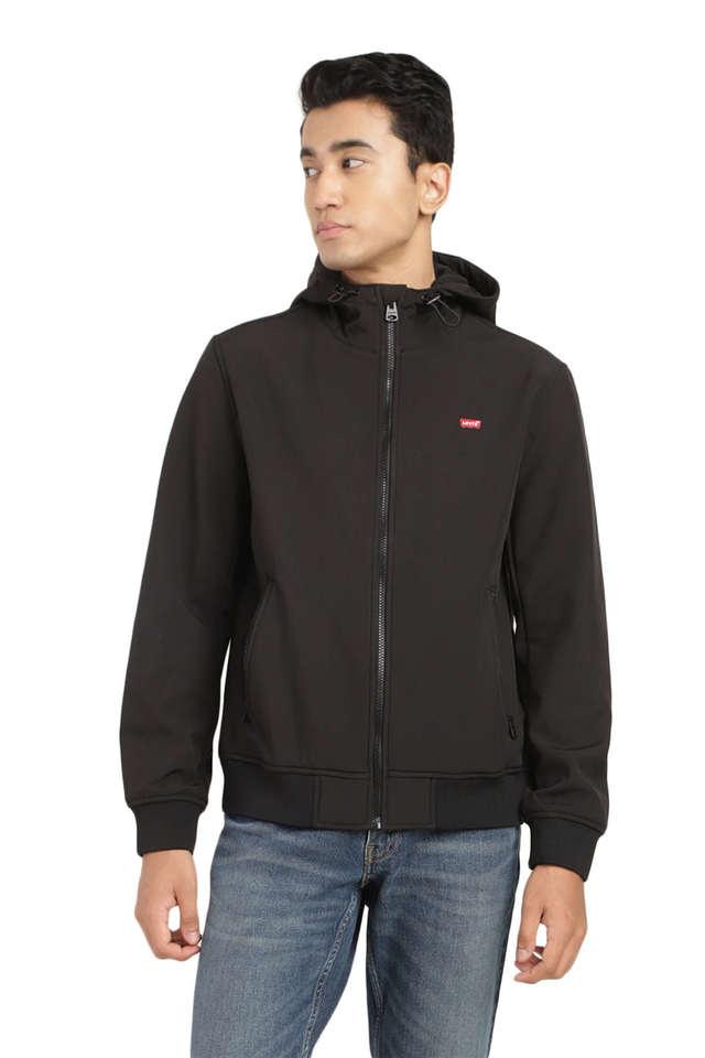 Buy LEVIS Black Solid Polyester Regular Fit Men s Casual Jacket Shoppers Stop