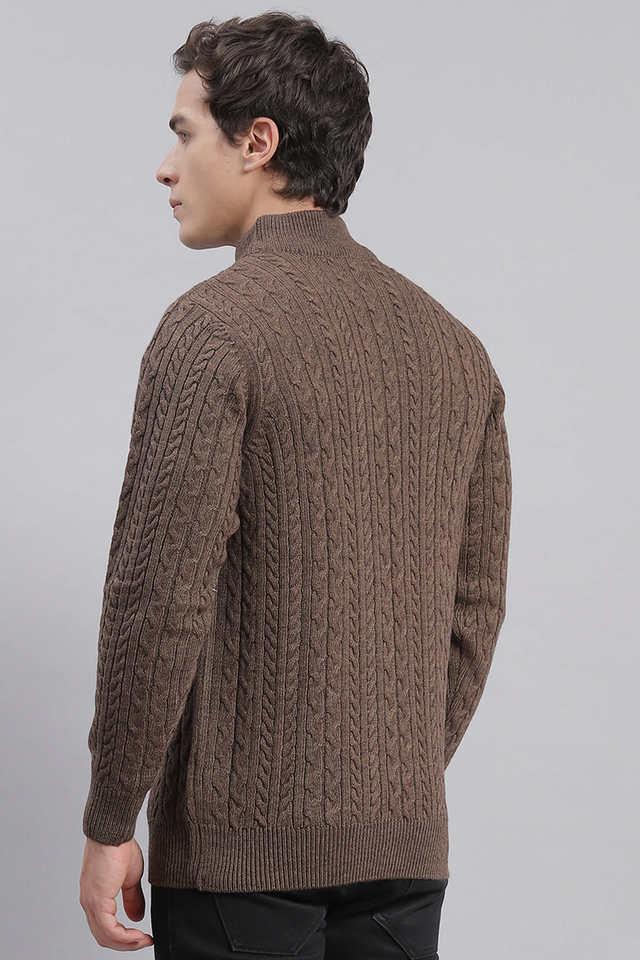 Jack & Jones cable knit turtle neck sweater in dark brown