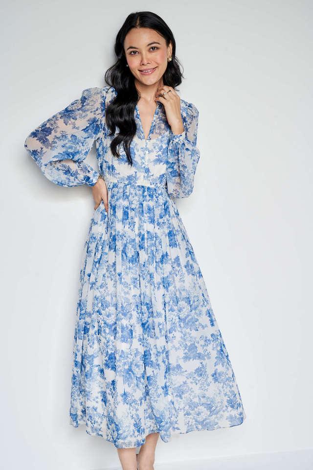 Buy AND undefined Floral V Neck Polyester Women s Maxi dress Shoppers Stop