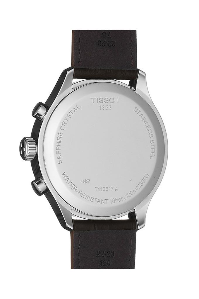 Buy TISSOT Mens Silver Dial Leather Chronograph Watch