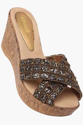 Buy CATWALK Womens Ethnic Slipon Wedge Sandals Shoppers