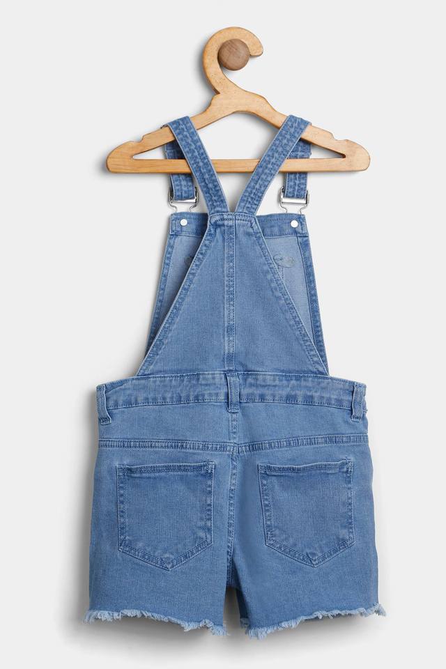 Solid Cotton Rich Girls Dungarees