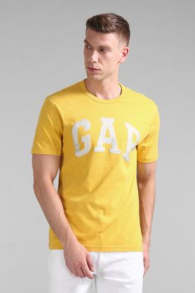 Mens Yellow Crew Neck Logo T Shirt