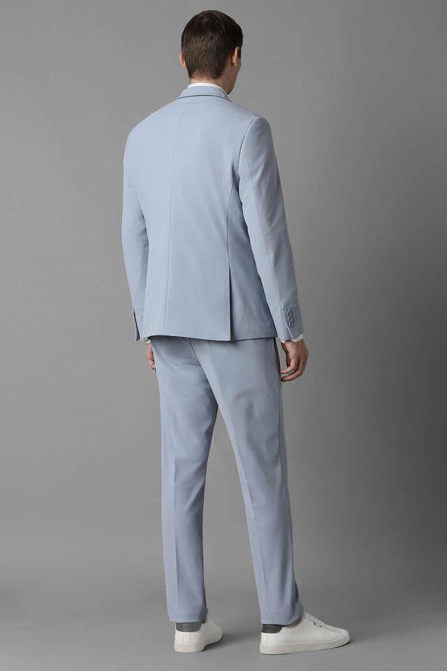 Buy LOUIS PHILIPPE Blue Solid Polyester Super Slim Fit Men s Formal Suit Shoppers Stop