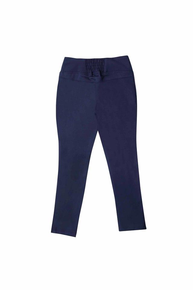 Women's Navy Blue Polyester Solid Jegging