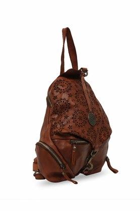 Buy KOMPANERO Womens Zipper Closure Cognac Color Backpack