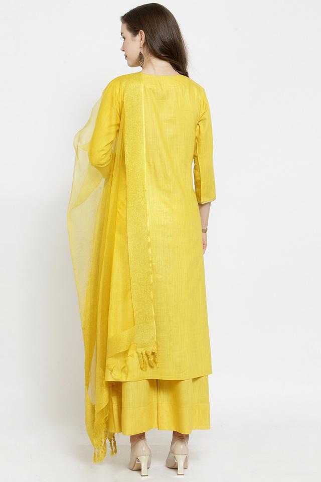 Surprising Yellow Bandhej Printed Cotton Palazzo Suit