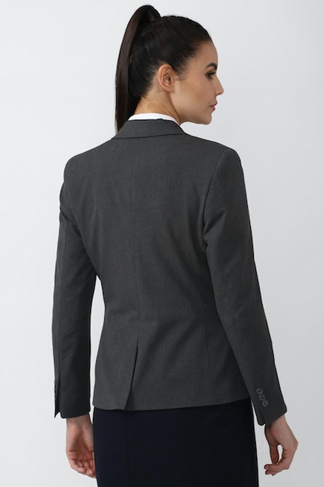 Solid Collar Neck Polyester Women's Formal Wear Blazer