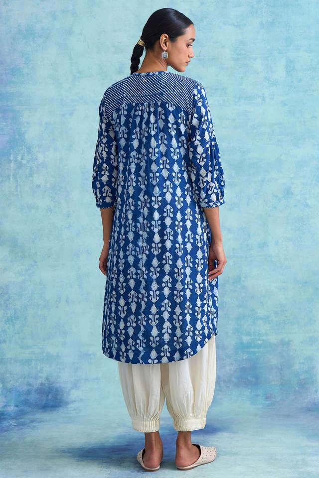 Buy kurti for women kurti crepe kurti | kurti for women | kurti crepe kurti  |ladies kurti |women kurta | Creap kurti | kurties |Ethnic Basket Women's  Crepe Blue Color Check Printed