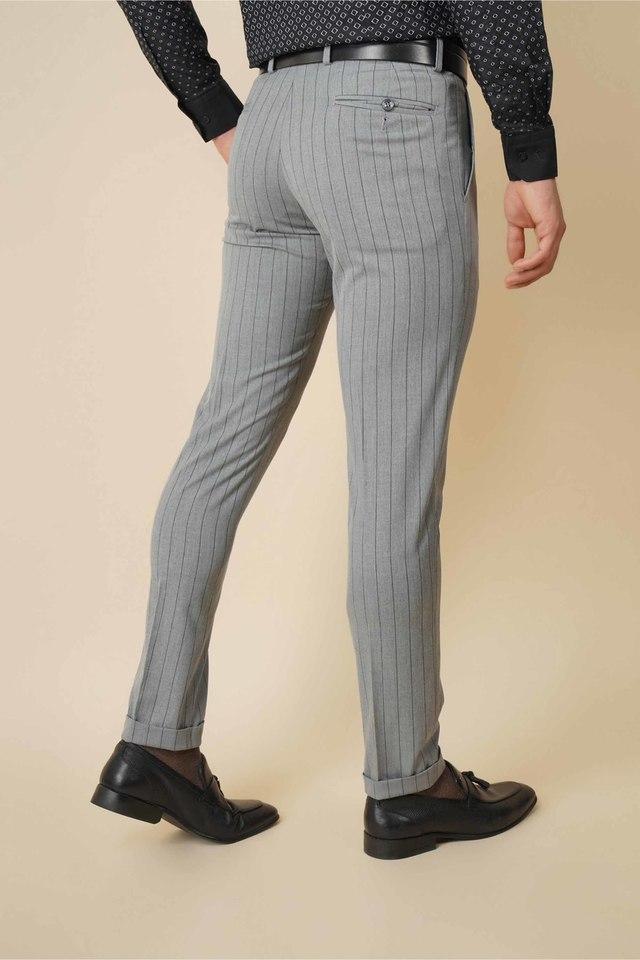 Blue Slim Fit Tweed Check Suit Trousers Eton - HIRE5 Menswear